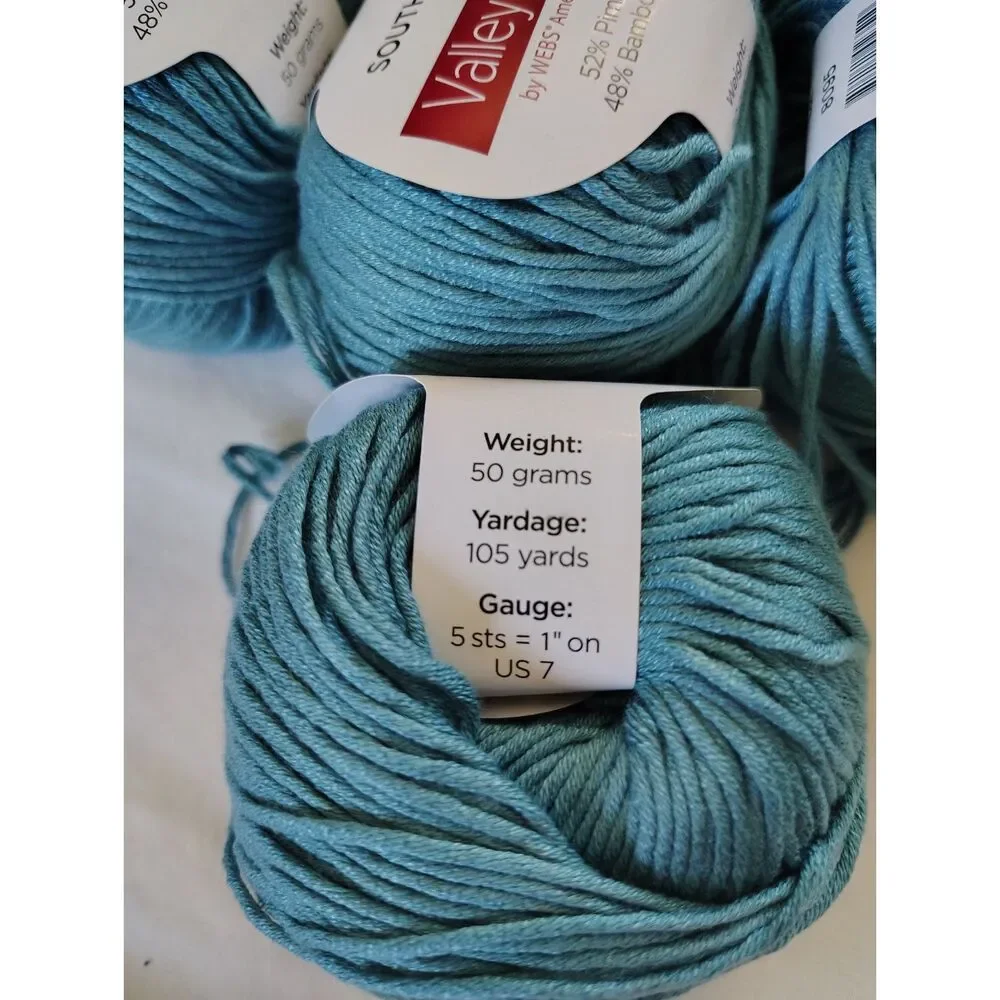 Valley Yarns Southwick Cotton Bamboo Yarn Lot Teal Blue 9 Skeins Soft - Picture 4 of 4
